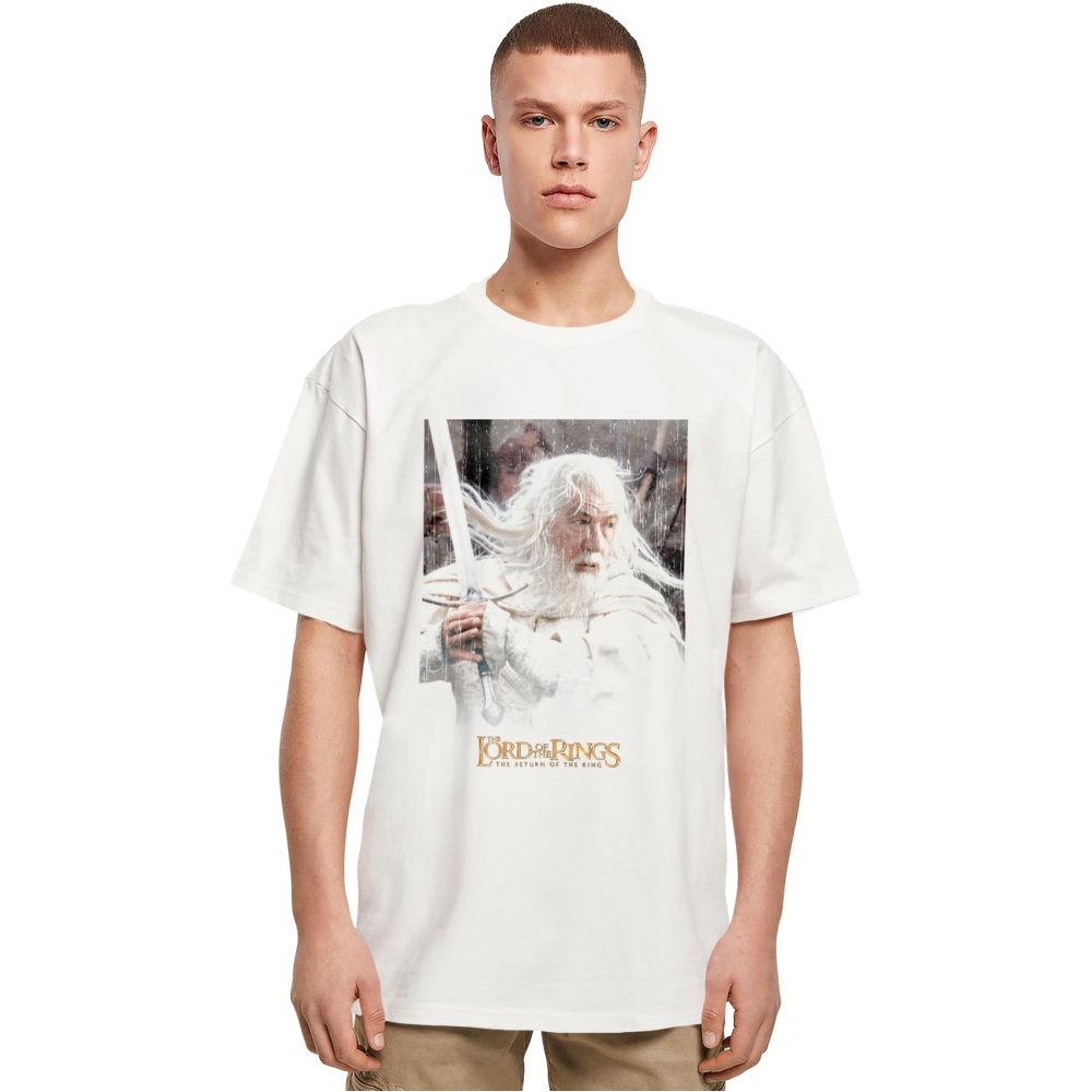 Merchcode The Lord of the Rings - Gandalf Heavy Oversize Heren Tshirt - Wit